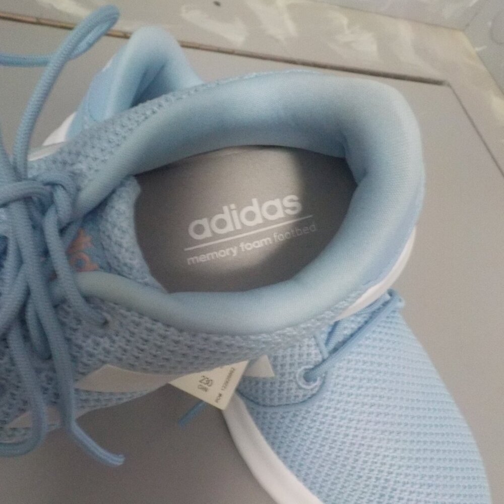 ADIDAS CLOUDFORM WOMENS SIZE 6M LIGHT BLUE AND WHITE QT RACER SNEAKERS - Picture 5 of 11